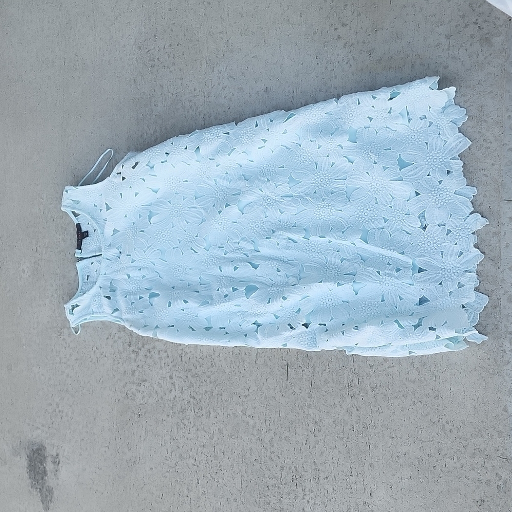 Very light Robin's egg blue floral lace dress